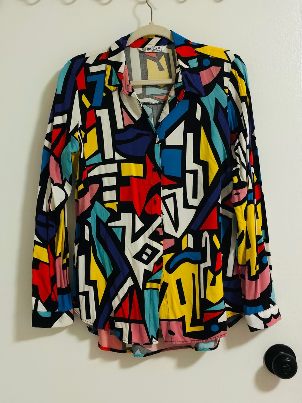 Women's Multicolor Geometric Button-Up Blouse